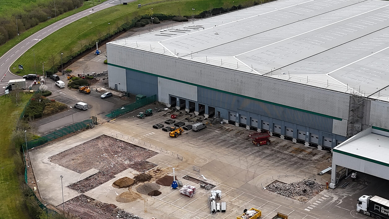 Drone shot of a company