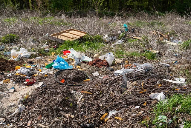 Fly tipping - photo showing some rubbish scattered on the ground